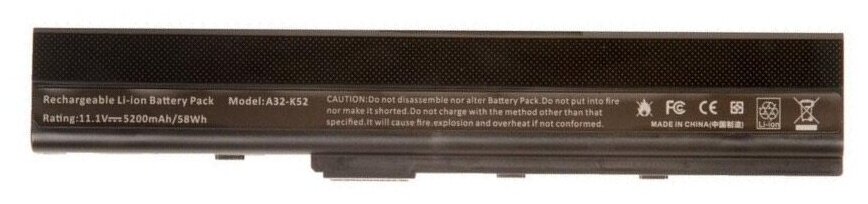 Battery / АКБ для ноутбука Asus A32-K52, 11,1V/5200 mAh, черный