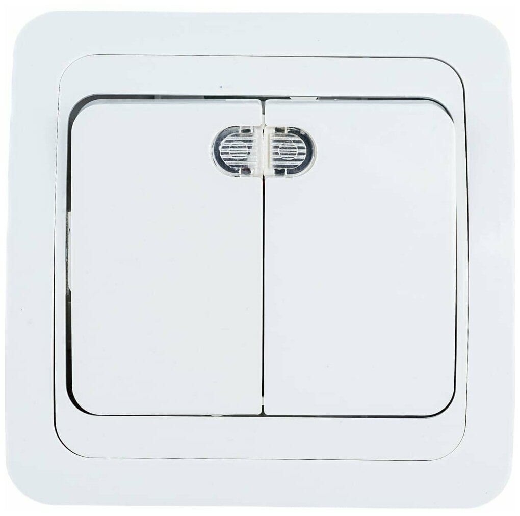 фото Выключатель 2кл с подсв с/у белый IP20 CLASSICO 2123-W IN HOME