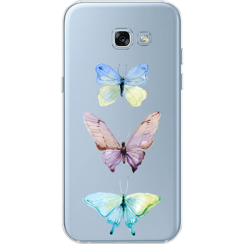 Силиконовый чехол на Samsung Galaxy A3 2017 / Самсунг Галакси А3 2017 Акварельные бабочки, прозрачный