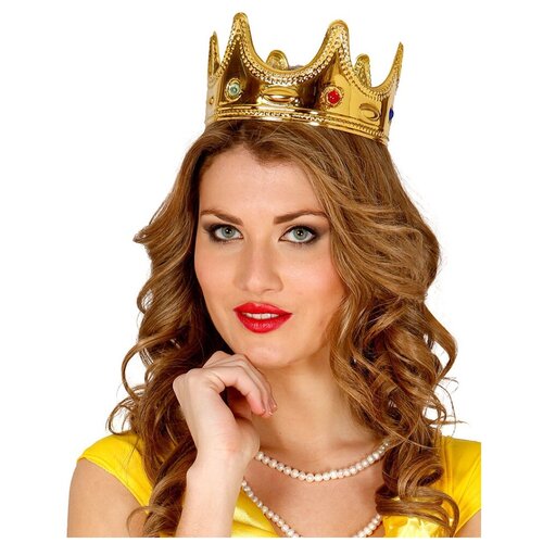 карнавальная пластиковая корона король царь или королева царица серебрянная с рубином Корона из тонкого пластика (12275)