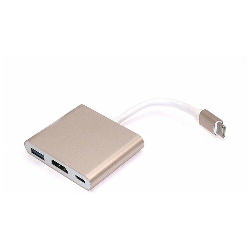 Адаптер Type-C на USB, HDMI 4K Type-С для MacBook золотистый vga to hdmi compatible adapter with audio 1080p video output vga to hdmi co converter dongle adaptador for monitor computer