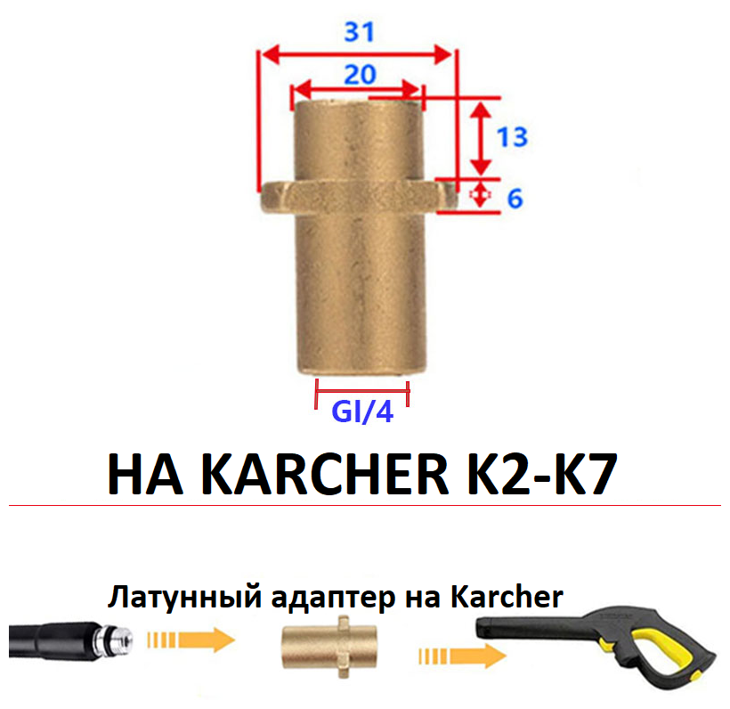 Шланг для прочистки труб с двумя форсунками в комплекте и латунным адаптером, 20 метров