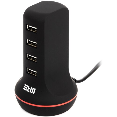 Универсальная сетевая зарядка STM U4 , 4*USB черная/ STM USB hub U4 4 USB 5B/6A black U4