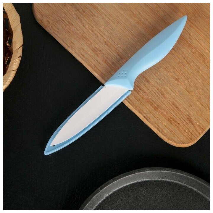 Нож керамический "Острота" лезвие 75 см цвет голубой