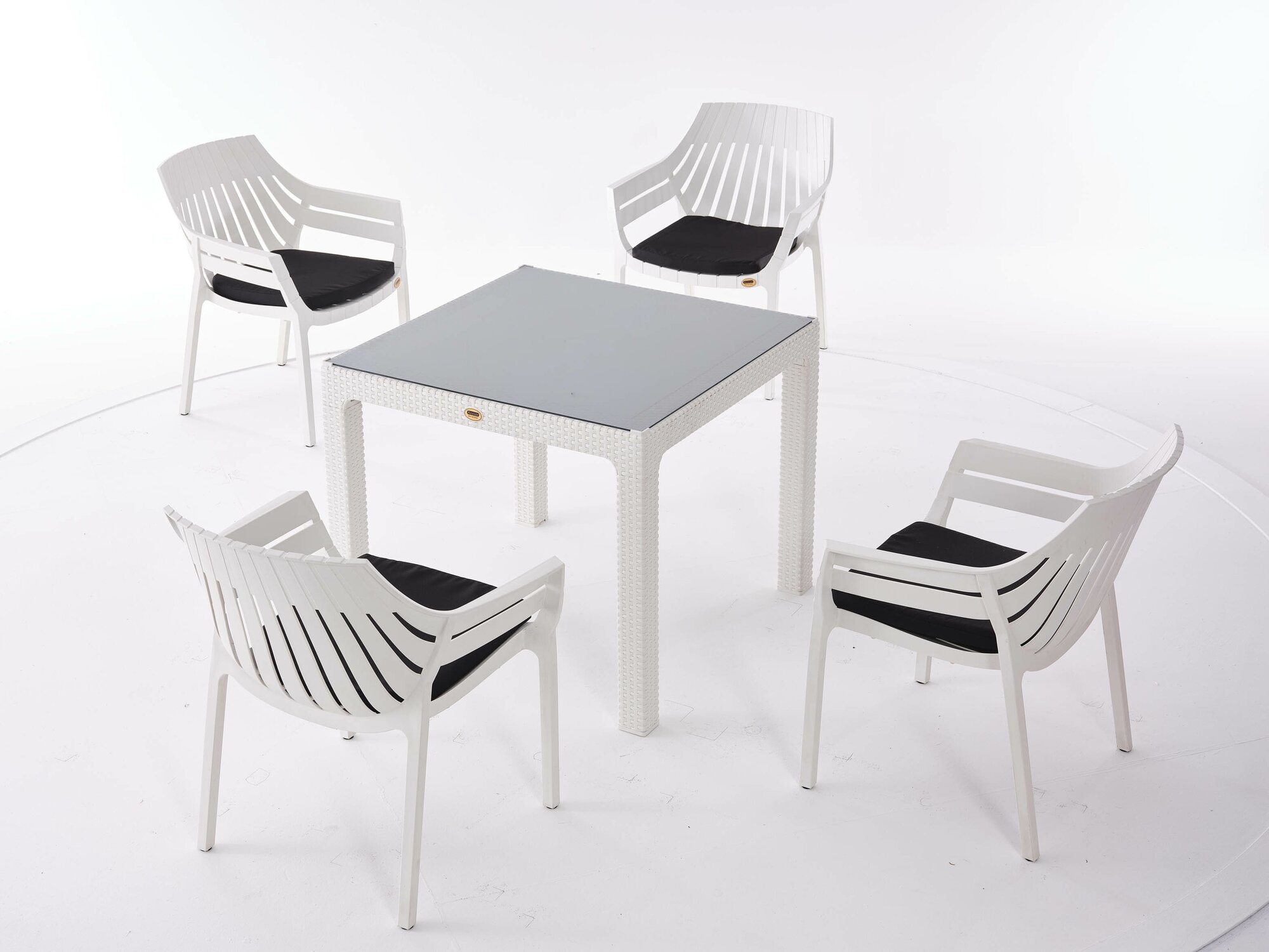 Стол квадратный, 90*90 см, RATTAN, белый, арт. SPT-R003 бел - фотография № 1