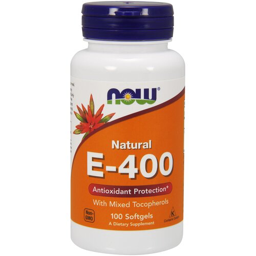 Капсулы NOW Natural E-400 with Mixed Tocopherols, 70 г, 400 МЕ, 100 шт.