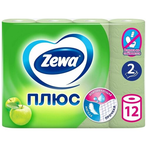 Туалетная бумага Zewa Плюс Яблоко 12 рулонов 2 слоя 1шт туалетная бумага zewa плюс яблоко 2 уп 8 рул яблоко