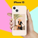Силиконовый чехол на Apple iPhone 13 Девушка в черном / для Эпл Айфон 13 - изображение