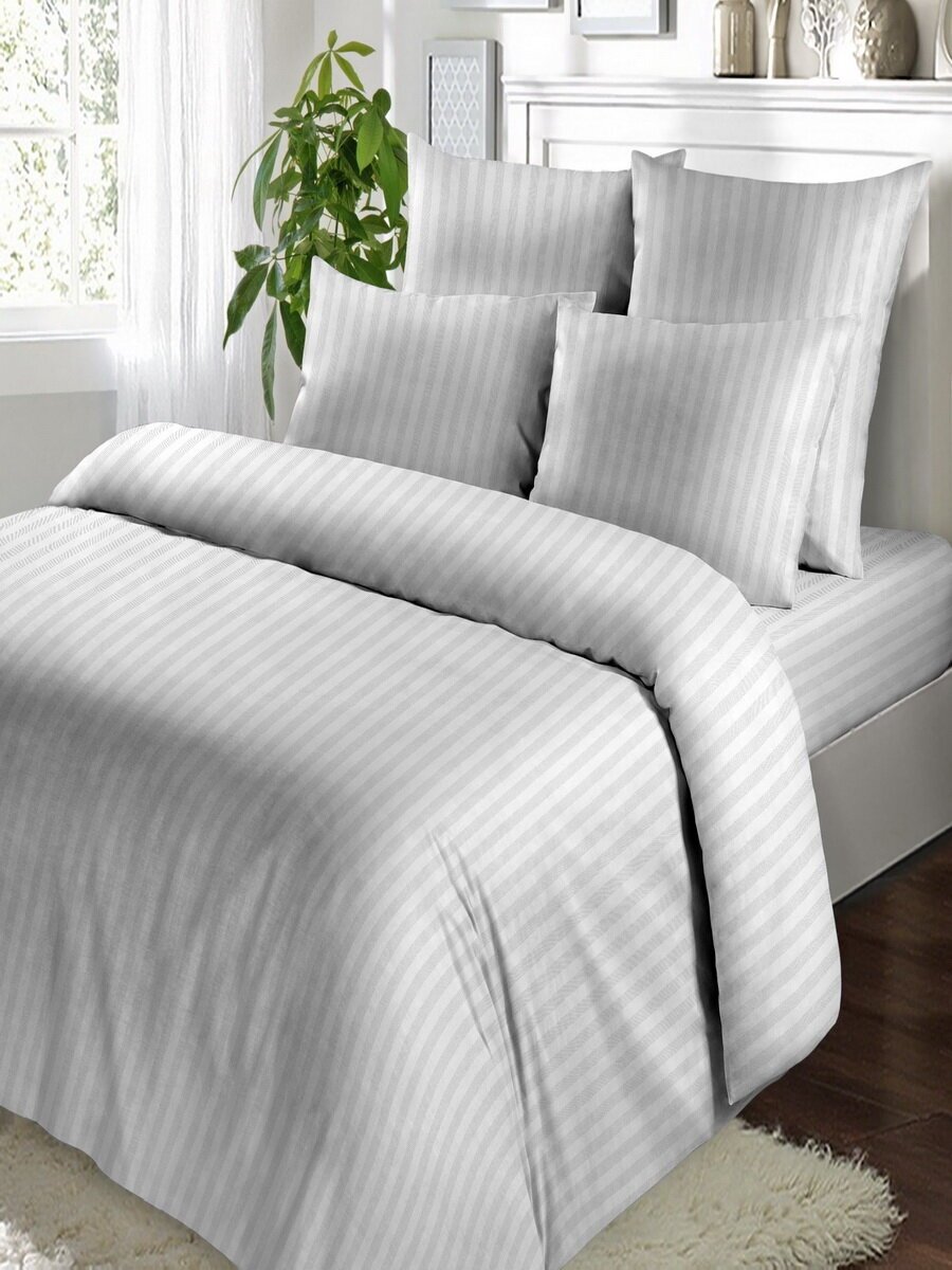 фото Простынь 220х240 страйп сатин полоса 1см