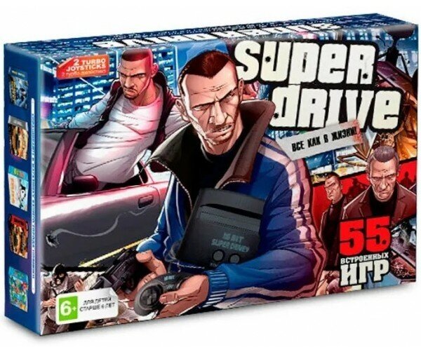 Игровая приставка 16-bit Super Drive GTA + 55 игр