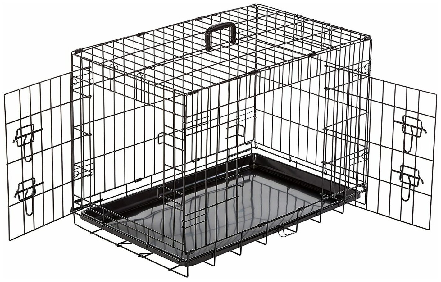 Клетка для собак двухдверная DUVO+ "Pet Kennel Top Line SMALL", чёрная, 62х44х50см (Бельгия) - фотография № 6