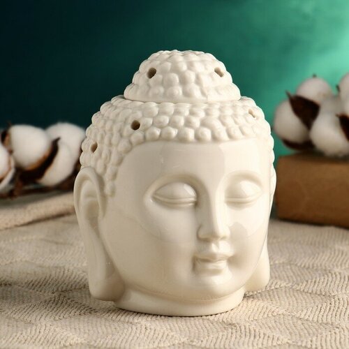аромалампа будда 11см керамика 0 1 кг белый Аромалампа - подставка для благовоний Будда 12х10см, белый