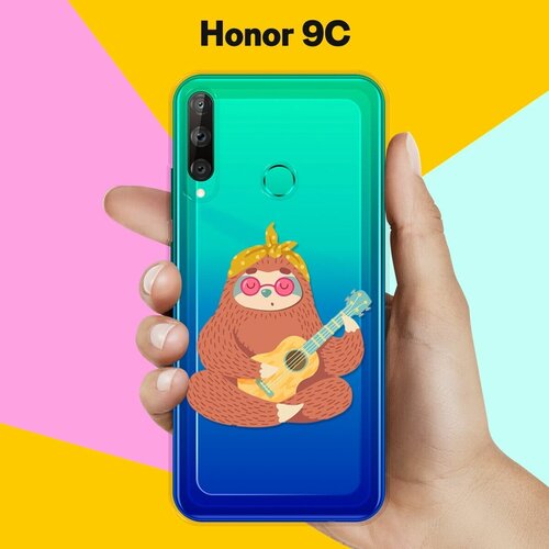 Силиконовый чехол Лама с гитарой на Honor 9C силиконовый чехол лама с гитарой на honor 7a pro