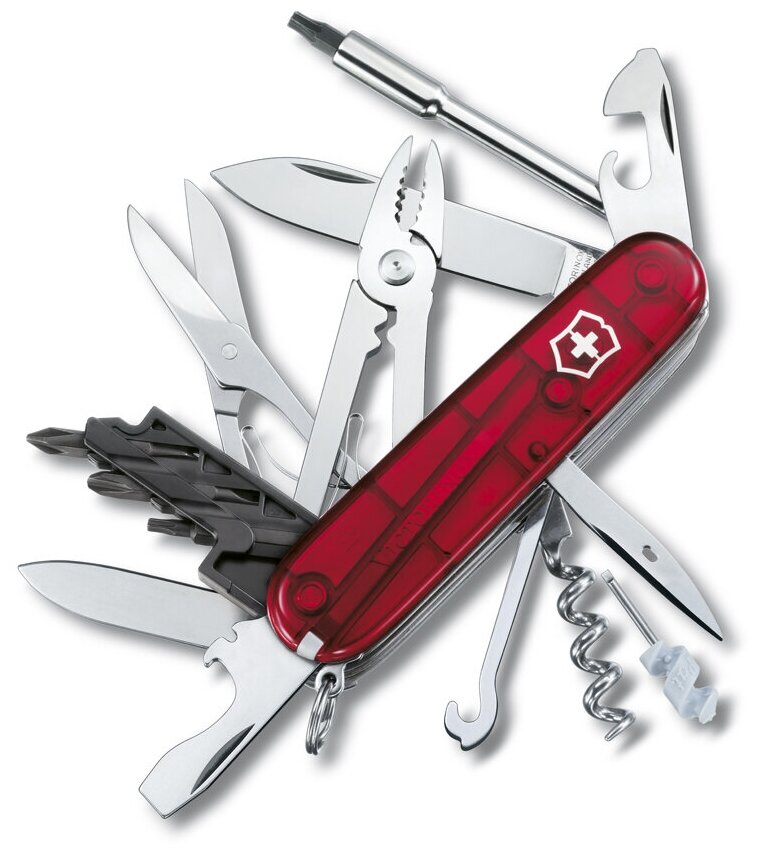 Нож многофункциональный VICTORINOX CyberTool 34 полупрозрачный красный