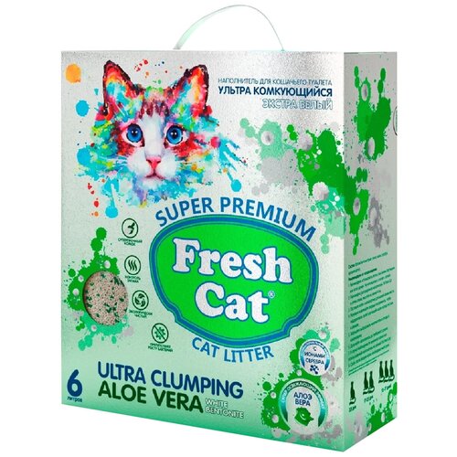 FRESH CAT Aloe vera, комкующийся, экстра белая глина, с ароматом "Алоэ вера", 5,16кг/6л