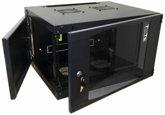 Шкаф настенный Next, 9U 550x450, стеклянная дверь, черный (TWT-CBWNG-9U-6X4-BK)