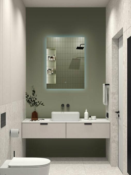Зеркало для ванной Qwerty 90*70 вертикальное с холодной LED-подсветкой