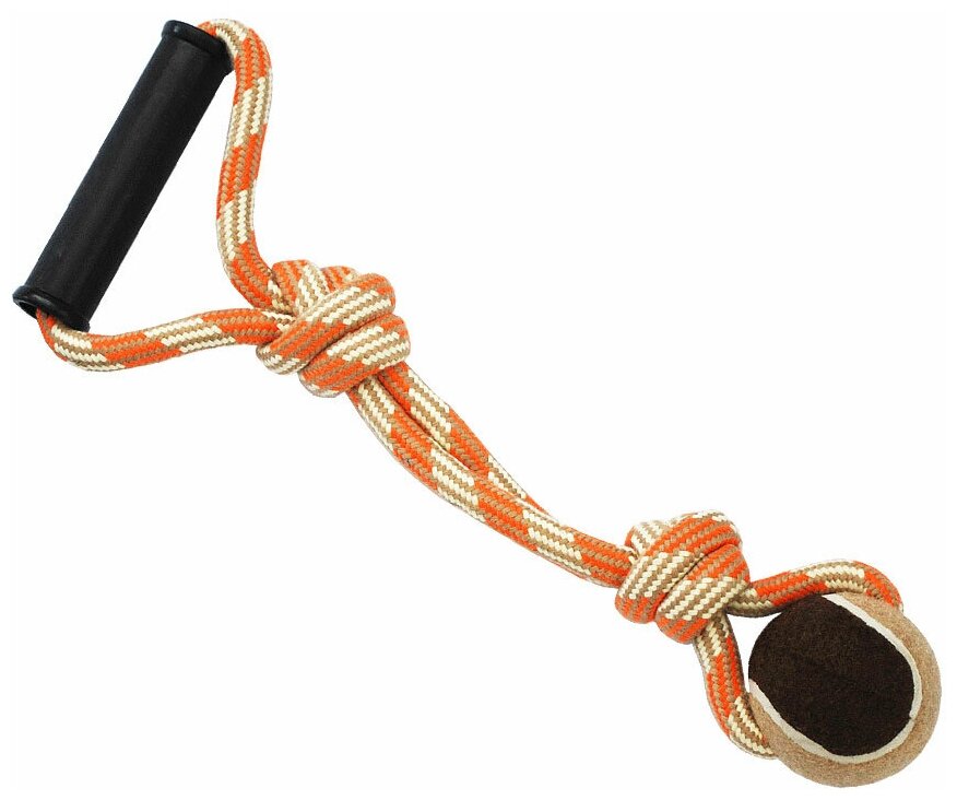 N1 Грейфер для собак веревка с мячом и с ручкой, 38 см