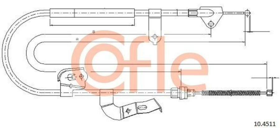 COFLE 92.10.4511 Трос стояночного тормоза CITROEN C1 05-/ PEUGEOT 107 / TOYOTA AYGO L: 1487/1243 mm