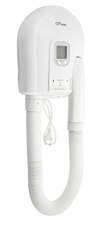 фото Фен для волос с гибким шлангом и розеткой Gfmark настенный белого цвета (6822) 1000w