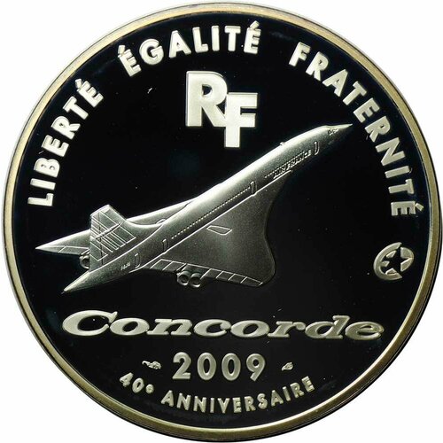 Монета 10 евро 2009 Конкорд 40 лет полета Франция клуб нумизмат монета 25 евро франции 2009 года серебро сеятельница