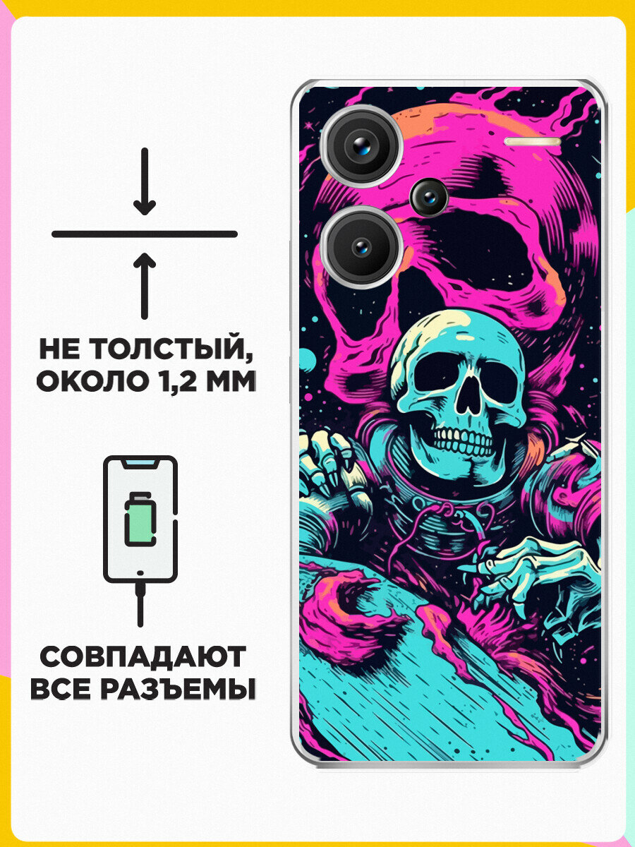 Силиконовый чехол на Xiaomi Redmi Note 13 Pro+ Череп / для Сяоми Редми Ноут 13 Про+ — фото 1