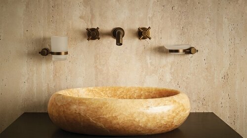 Каменная раковина для ванной Sheerdecor Distrito 014016111 из желтого натурального камня оникса