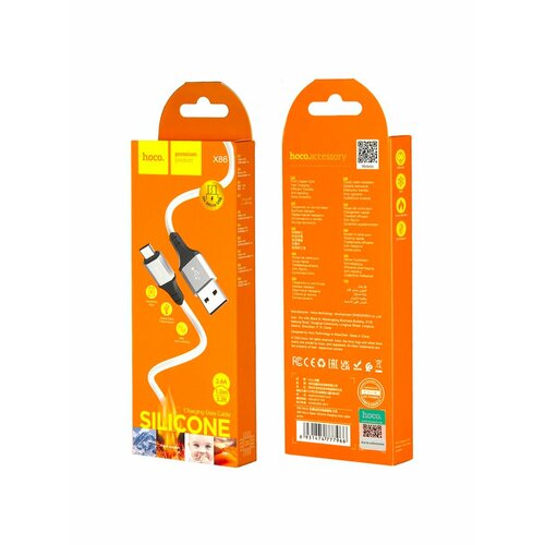 Кабель X86 USB Micro USB 1M 24A HOCO белый 298₽