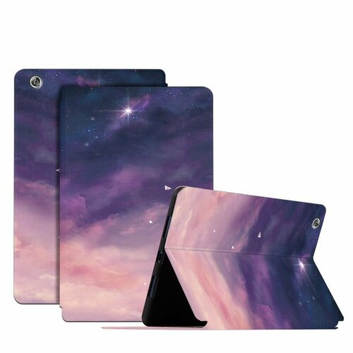 Чехол MyPads для планшетного компьютера Huawei MediaPad M3 Lite 8 / CPN-W09, CPN-L09, защитный, с рисунком звездного неба, темно-розовый
