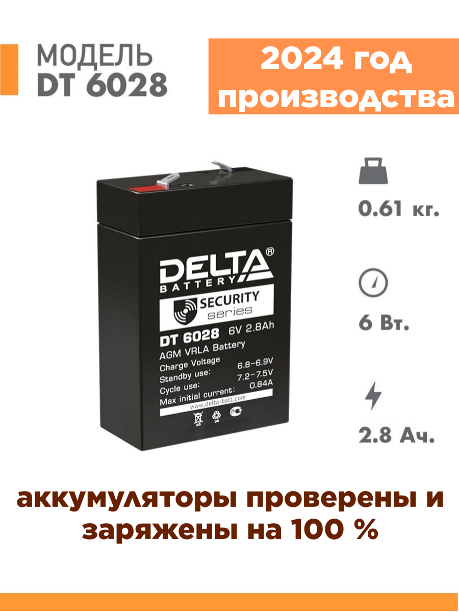 Delta Аккумуляторная батарея DT 6028 - фото №5