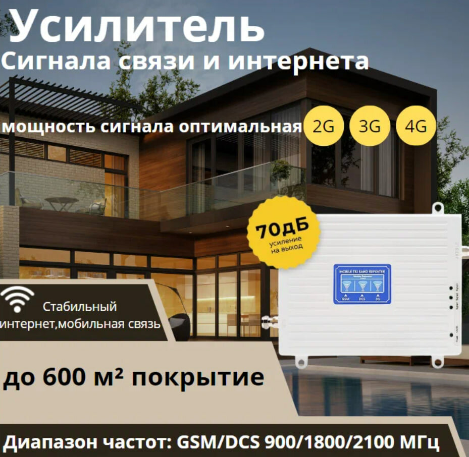 Комплект усиления 2G-3G-4G LTE сигнала усилитель сотовой связи и интернета