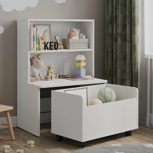 Стеллаж детский Кео с ящиком на колесиках Кео СТЖ-414 молочный белый 4949₽