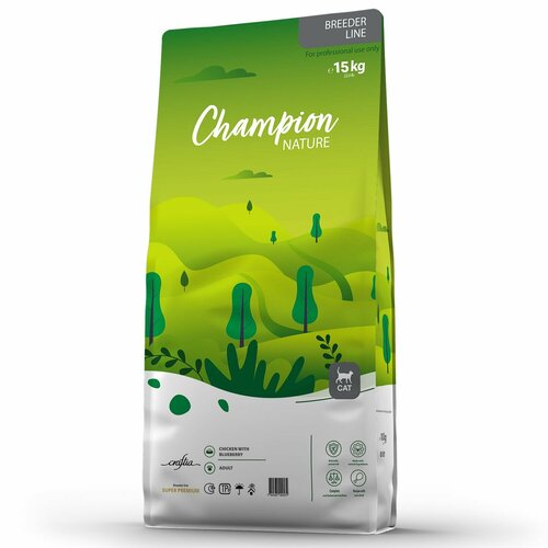 Сухой корм CHAMPION NATURE SUPER для взрослых кошек из курицы с черникой 15 кг