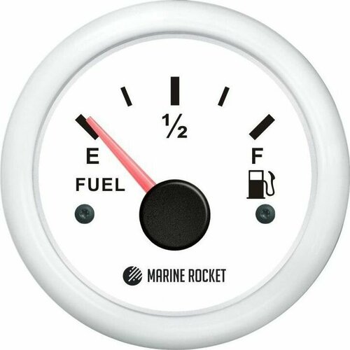 Указатель уровня топлива 0-190 Ом (евро), белый циферблат, белый ободок, д. 52 мм JMV00938
