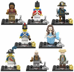 Сборные фигурки Пираты Карибского Моря 8 штук / игровой набор пираты / конструктор Джэк Воробей