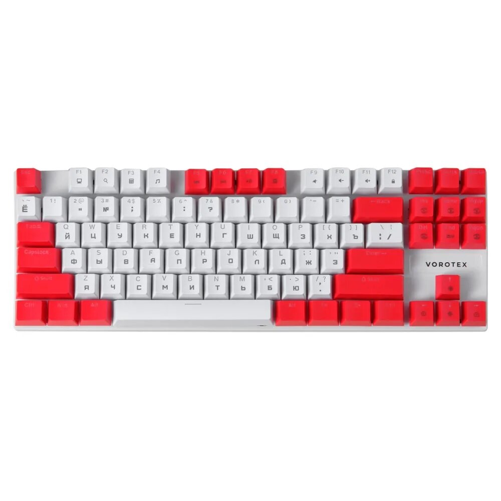 Клавиатура игровая проводная VOROTEX K87S Red Switch, русская раскладка (Белый,красный)