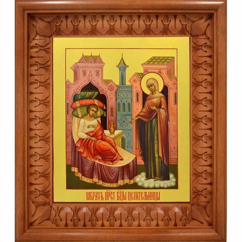 Целительница. Рукописная икона Божией Матери. 17 х 21 см икона финифть бм целительница