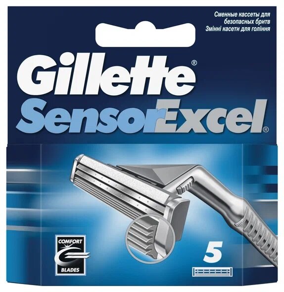 Сменные кассеты для станка Gillette Sensor Excel, 5 шт.