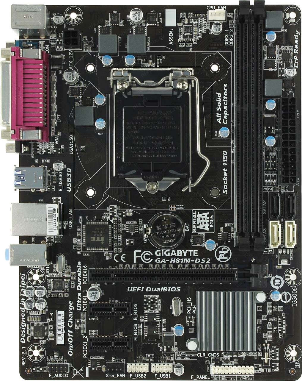 Материнская плата Socket LGA1150 GIGABYTE GA-H81M-DS2 (rev. 2.0/2.1) 2LV DDR3/DDR3 MicroATX