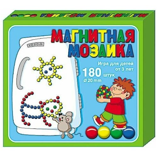 Магнитная мозаика, развивающая настольная игра для детей, игровой набор: 180 пластмассовых элементов, 4 цвета мозаика малыш учит цвета