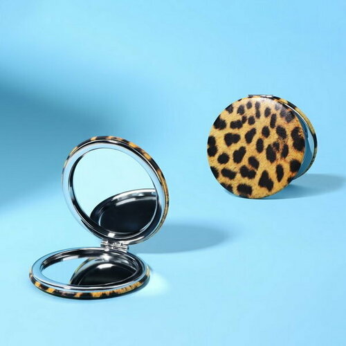 Зеркало складное ANIMAL d 7 см с увеличением искусственная кожа цвет леопард 323₽