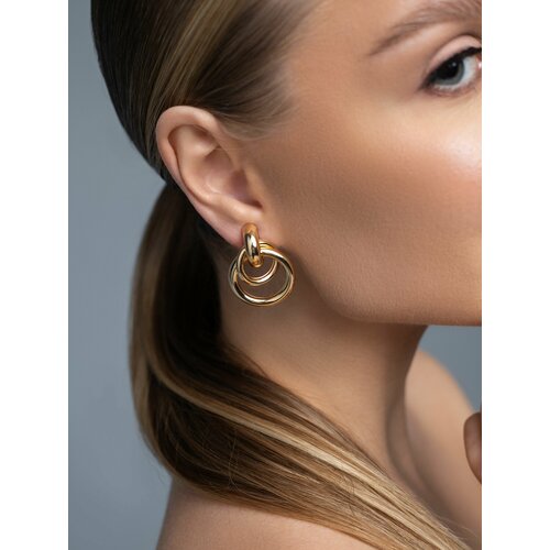 фото Серьги пусеты, золото/белый style store