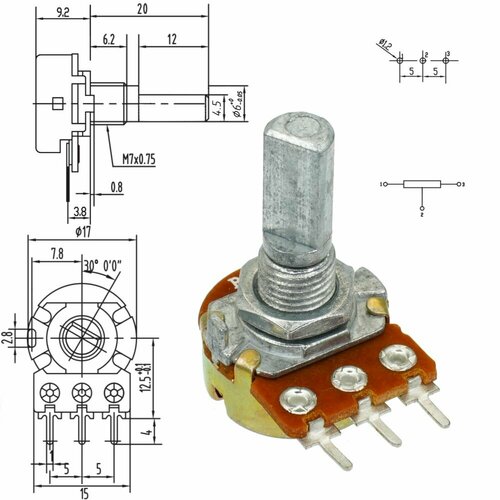 16K1 F 5 кОм Резистор переменный (5шт)