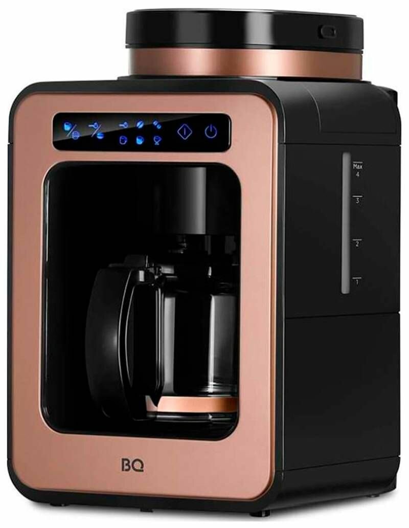 Кофеварка капельная BQ CM7000 Rose Gold-Black со встроенной кофемолкой, исп. кофе - молотый/зерновой, 0.6 л, 600 Вт.