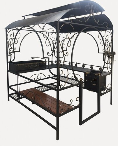 Изображение товара Мангал-беседка Шашлычный дворик, с крышей, 190 * 190 * 245 см