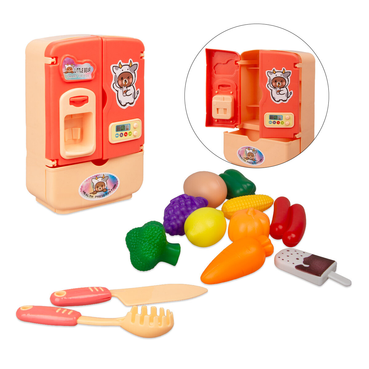 Игрушечный холодильник с продуктами и аксессуарами (DZ-13)