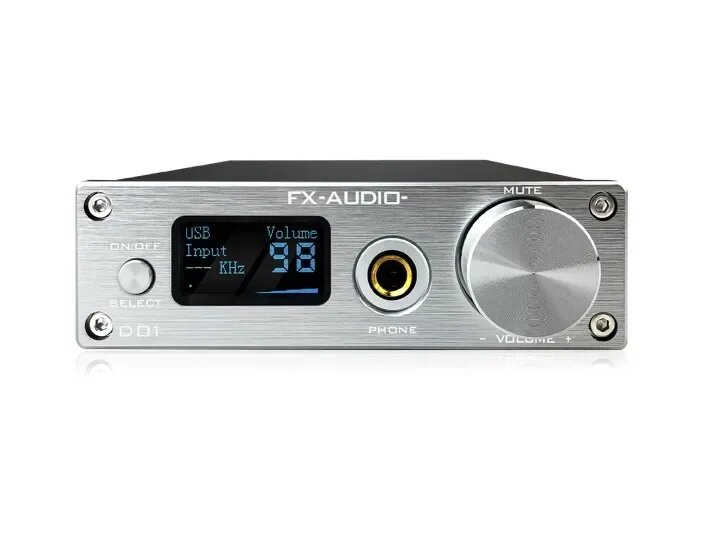 FX-Audio D01 USB ЦАП-усилитель для наушников ES9038Q2M, Silver
