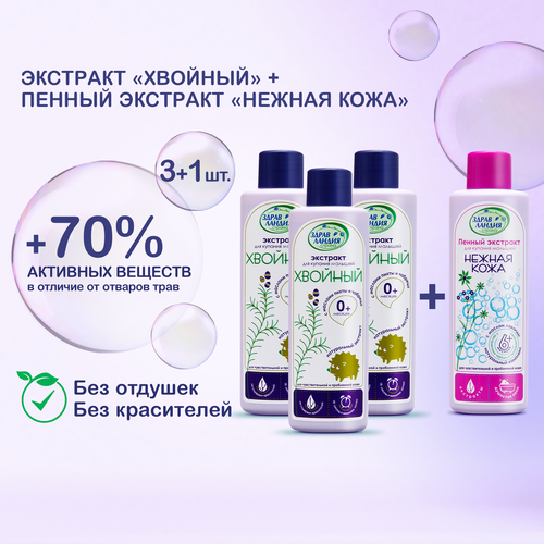 Набор для купания малышей Хвойные экстракты Экстракт Нежная кожа из 4 шт 1100₽