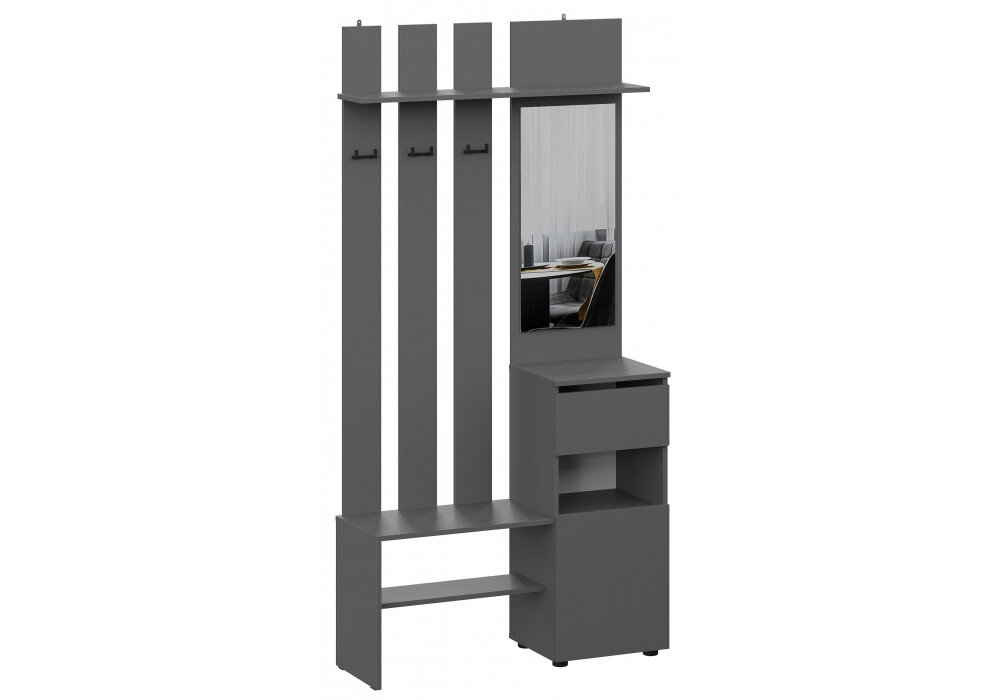 Готовая прихожая Woodville Сибити графит серый Размеры: Высота 1999мм Глубина 330мм Ширина 1001мм