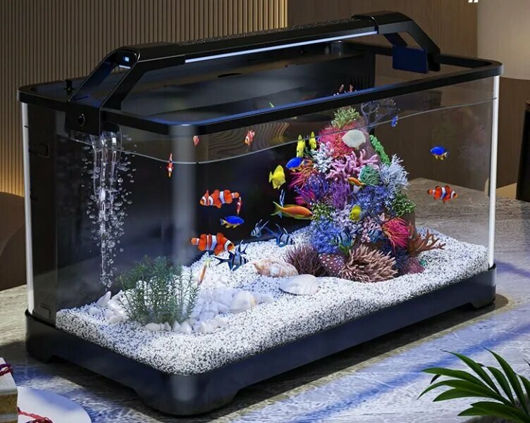 Картинки Аквариум для рыбок xiaomi Черный,38.5cm*21.5cm*21.2cm,6 аксессуаров